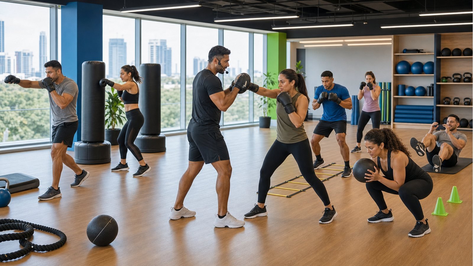 Clase corporativa de Boxeo Funcional con circuitos y fundamentos de boxeo